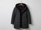 Women's quilted hooded A-line winter coat with zip pockets