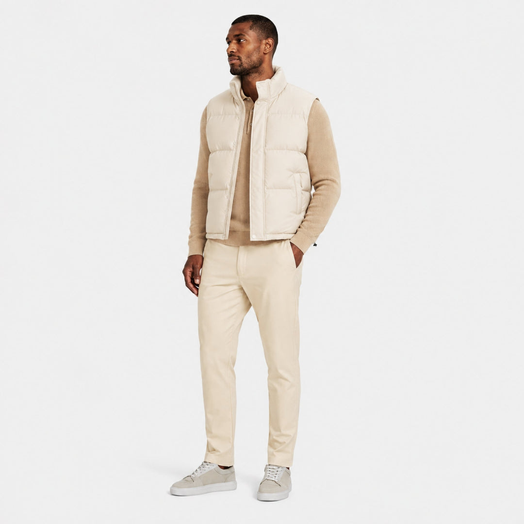 Men's quilted puffer gilet with funnel neck and front pockets