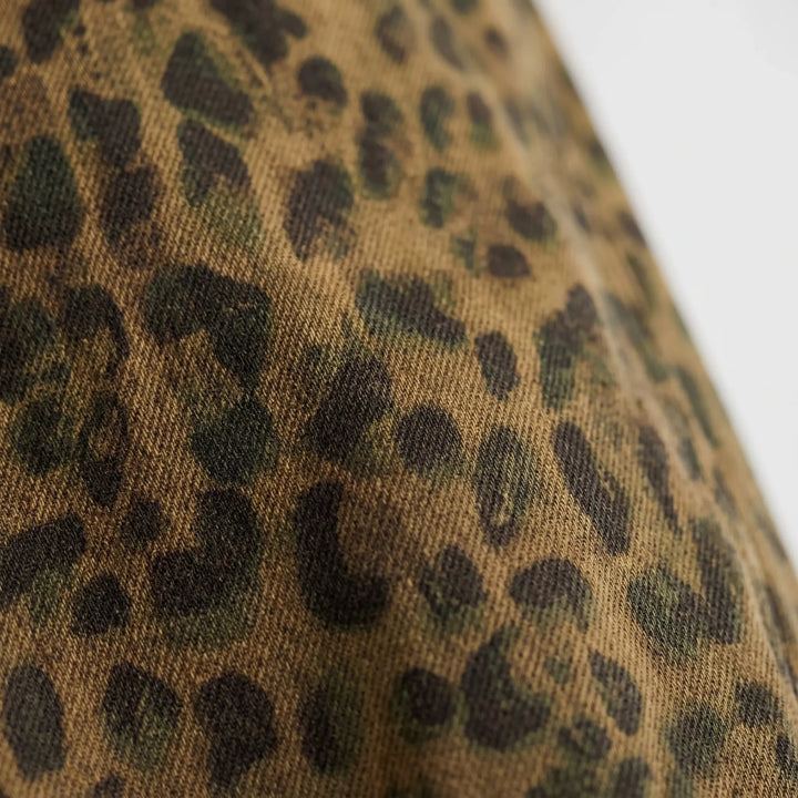 Women's brown leopard print high-rise wide leg jeans