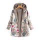 Women's floral hooded fleece jacket with zip front and pockets