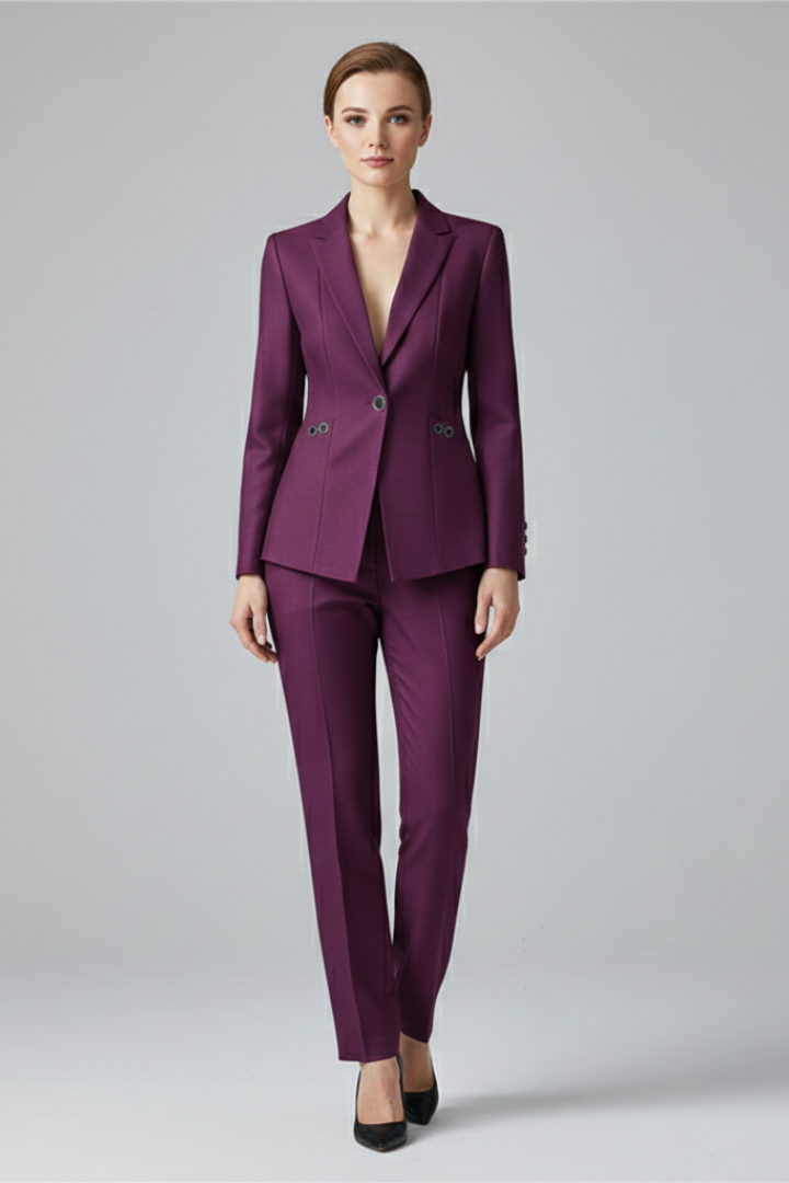 Women Blazer Set with One Button and Straight Trousers - Image 8