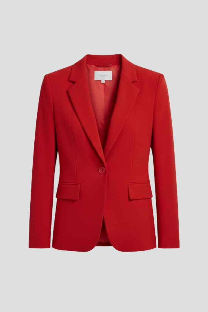 Women's notched lapel blazer with single-button front