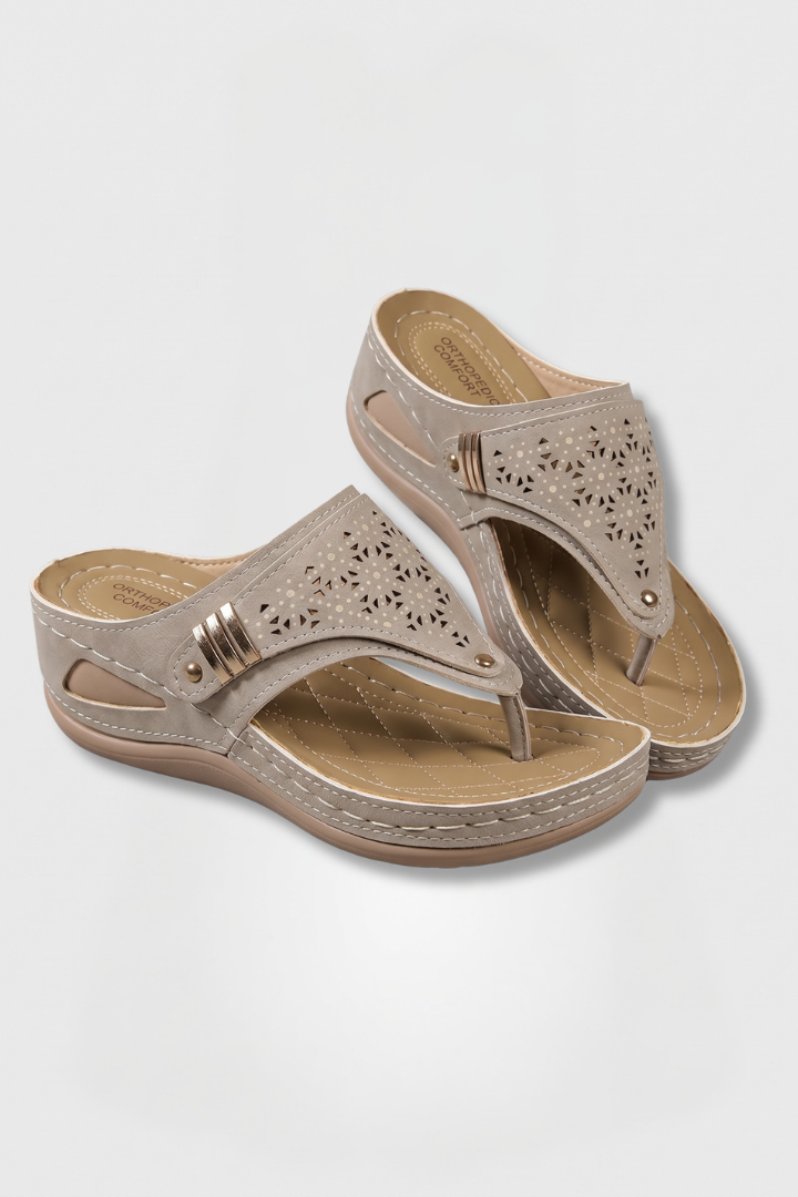 Women's Orthopedic Wedge Sandals — Cushioned Slip-On Toe-Post Sandals