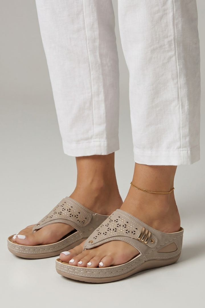 Women's Orthopedic Wedge Sandals — Cushioned Slip-On Toe-Post Sandals