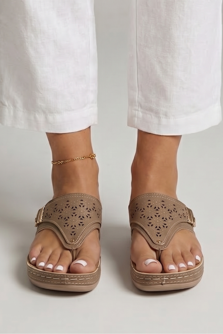 Women's Orthopedic Wedge Sandals — Cushioned Slip-On Toe-Post Sandals