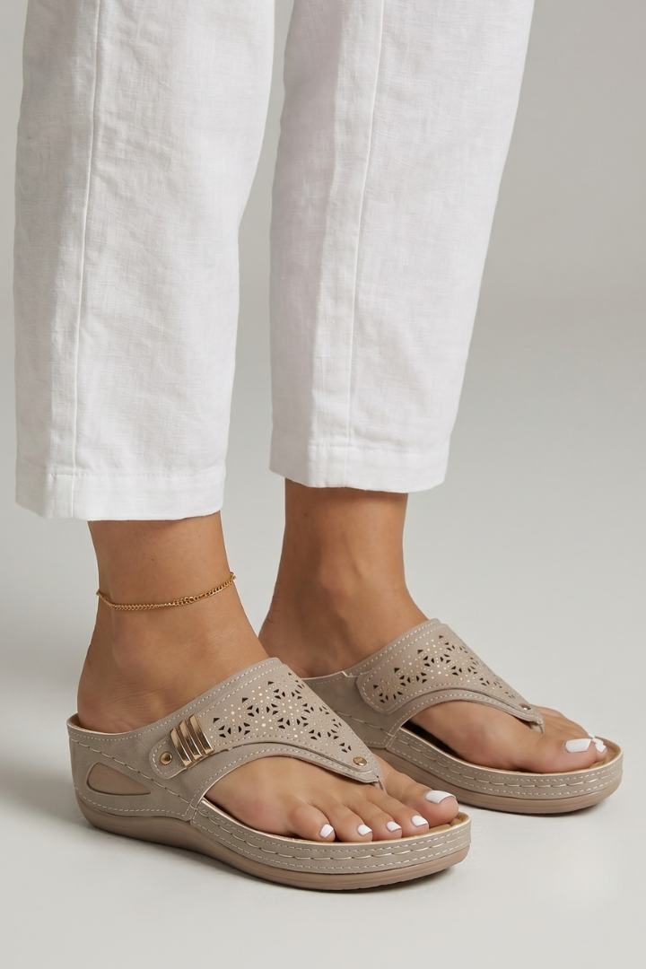 Women's Orthopedic Wedge Sandals — Cushioned Slip-On Toe-Post Sandals