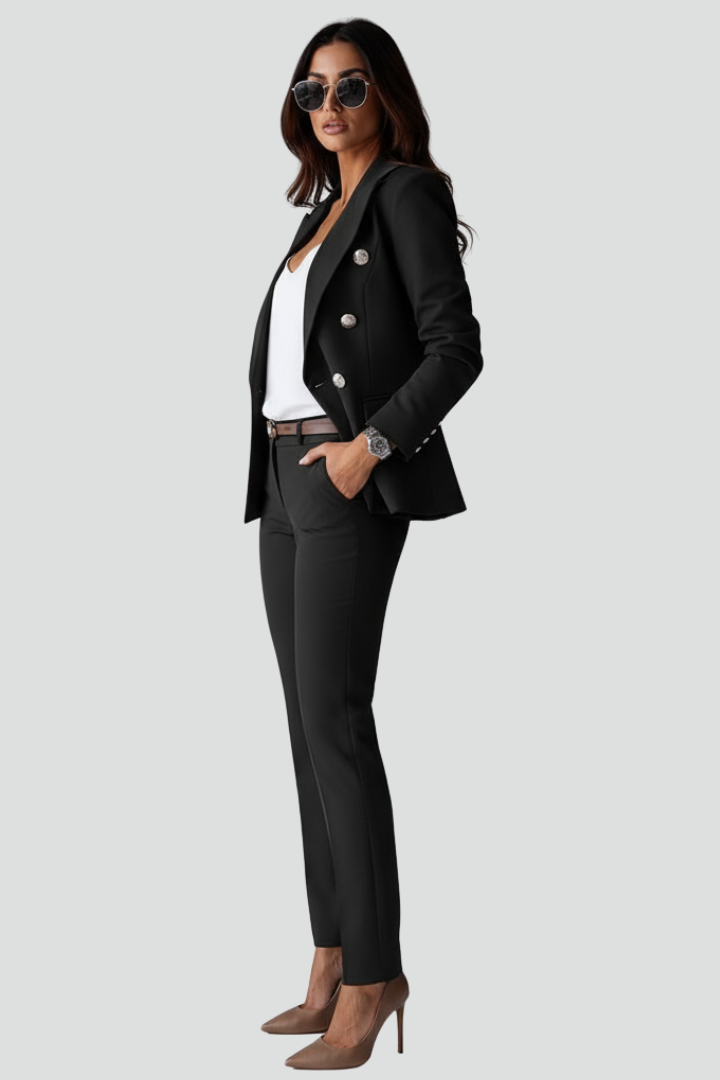 Women’s Suit Set with Blazer and Straight Trousers - Image 3