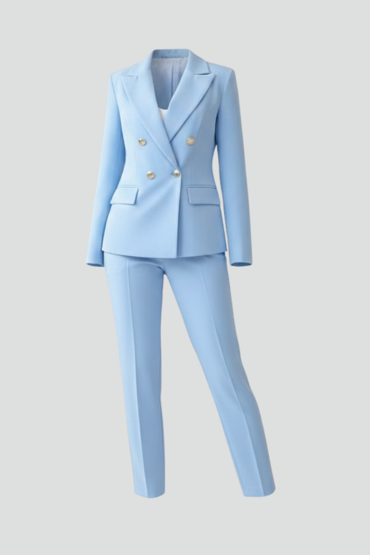 Women’s Suit Set with Buttoned Jacket and Straight-Leg Trousers - Image 1