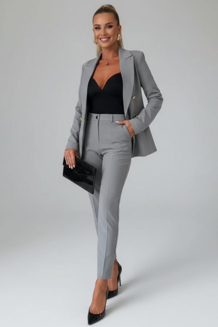 Women’s Suit Set with Buttoned Jacket and Straight-Leg Trousers - Image 14