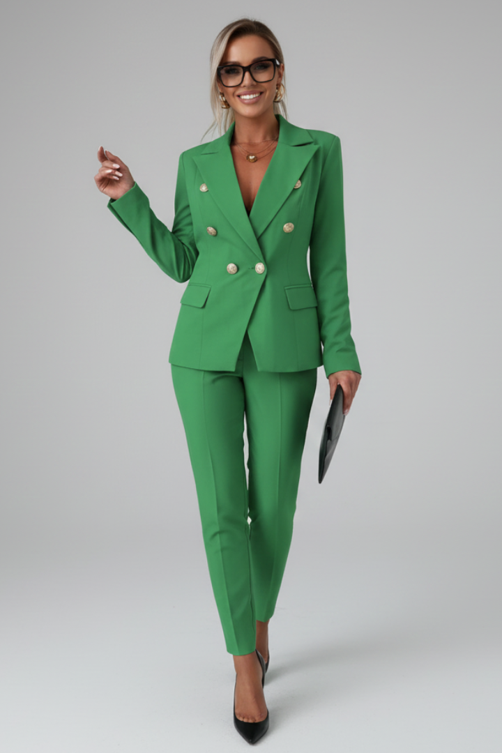 Women’s Suit Set with Buttoned Jacket and Straight-Leg Trousers - Image 13