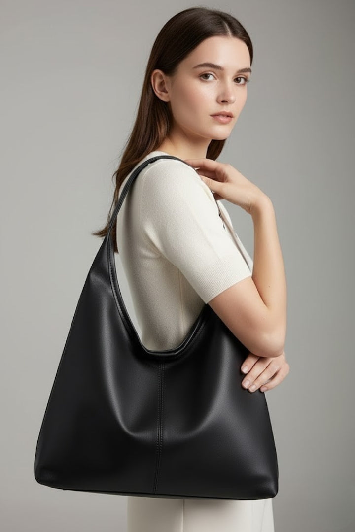Women's oversized shoulder tote bag with a spacious smooth finish