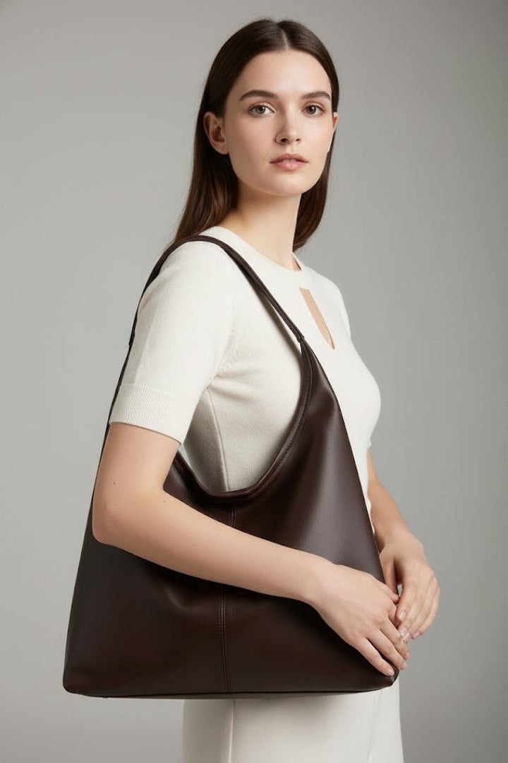 Women's oversized shoulder tote bag with a spacious smooth finish