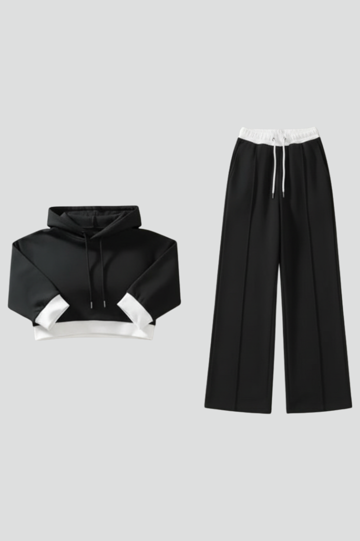 Women’s Two-Piece Set with Hoodie and Wide Trousers - Image 1