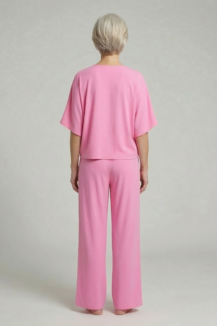 Women’s Two-Piece Set with Top and Wide-Leg Chiffon Trousers - Image 4