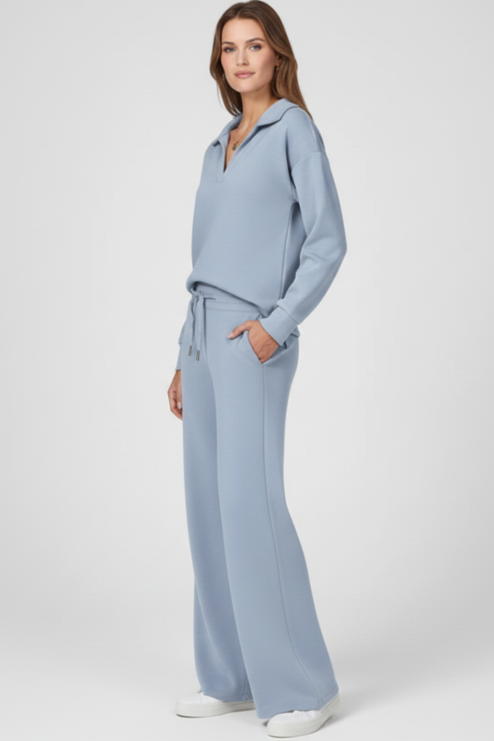 Women’s Two-Piece Set with V-Neck Top and Drawstring Trousers - Image 5