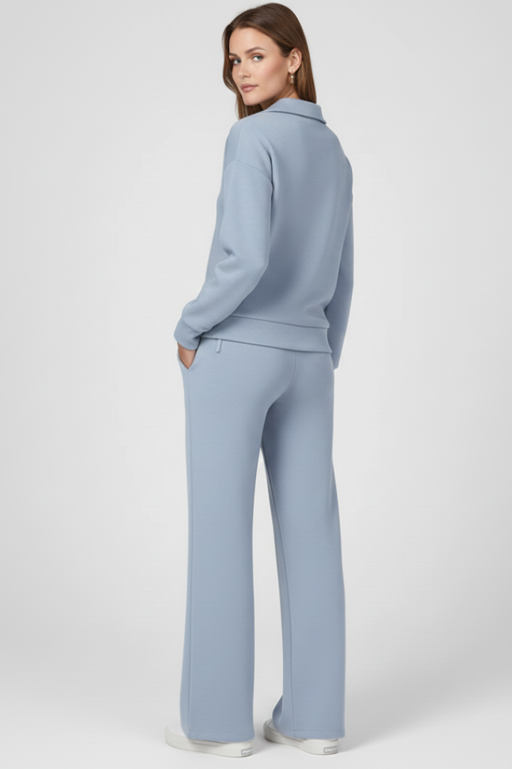 Women’s Two-Piece Set with V-Neck Top and Drawstring Trousers - Image 3