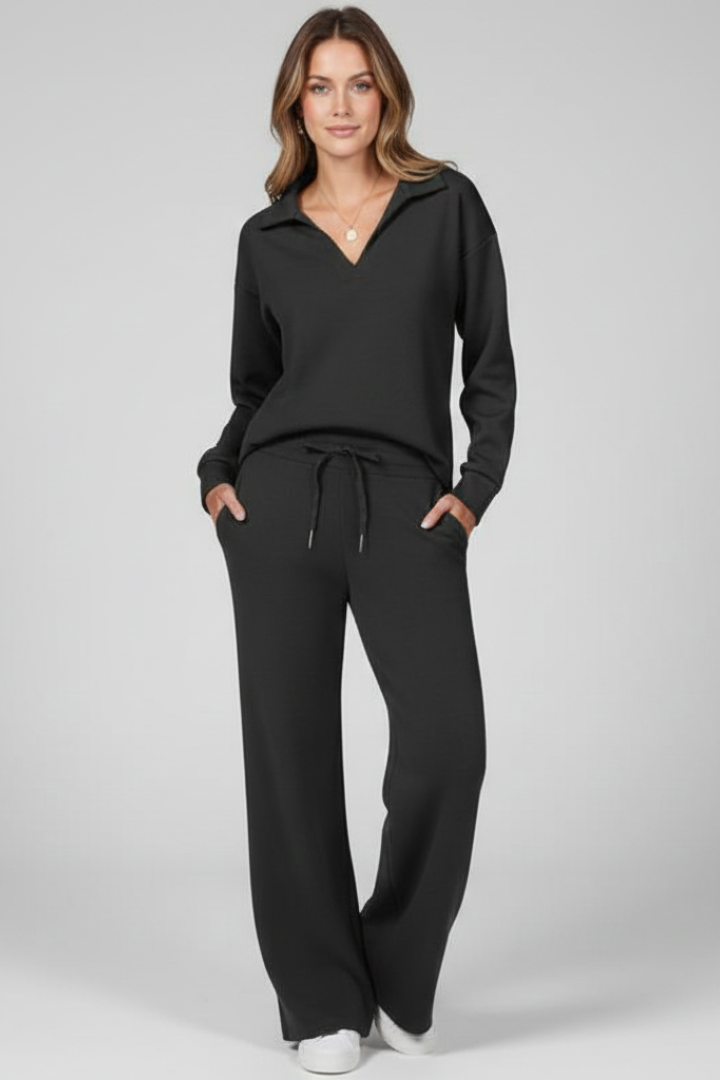 Women’s Two-Piece Set with V-Neck Top and Drawstring Trousers - Image 7