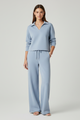 Women’s Two-Piece Set with V-Neck Top and Wide-Leg Pants - Image 2