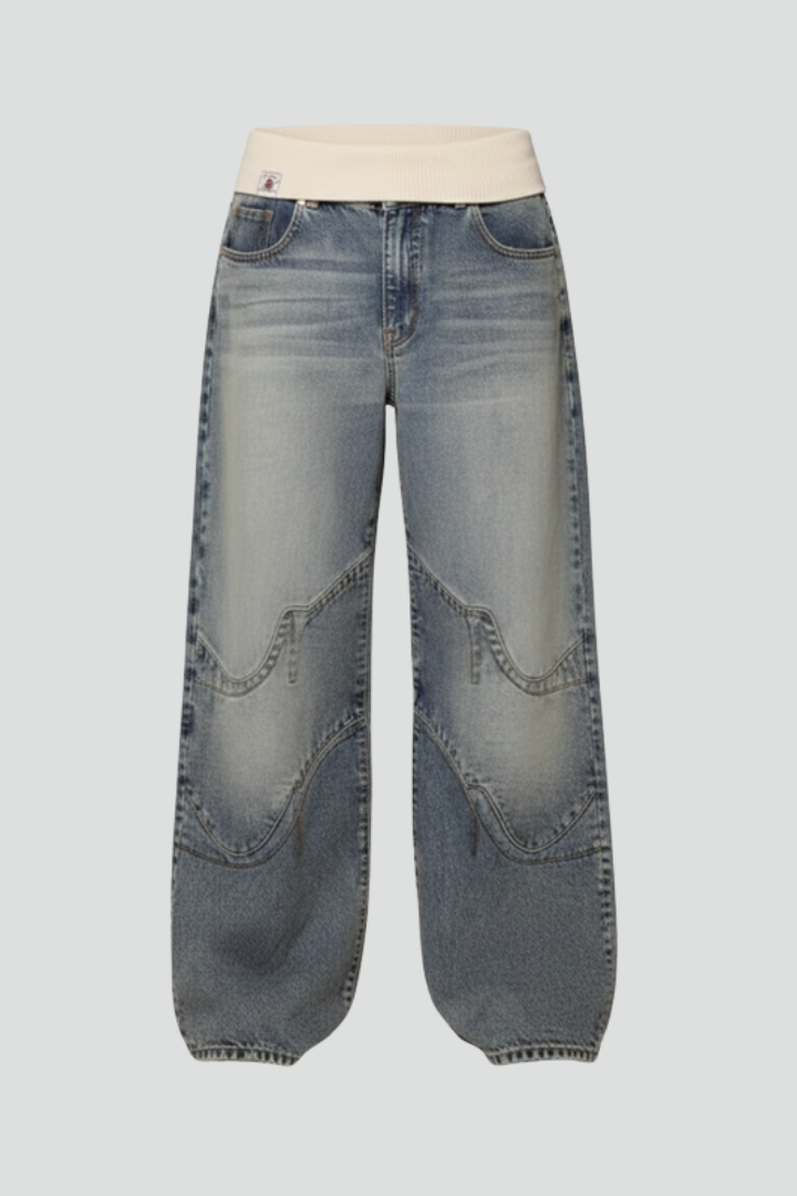 Baggy Wide-Leg Denim Trousers - Image 1
