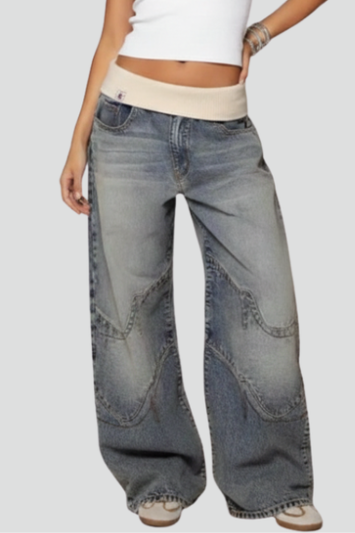 Baggy Wide-Leg Denim Trousers - Image 2