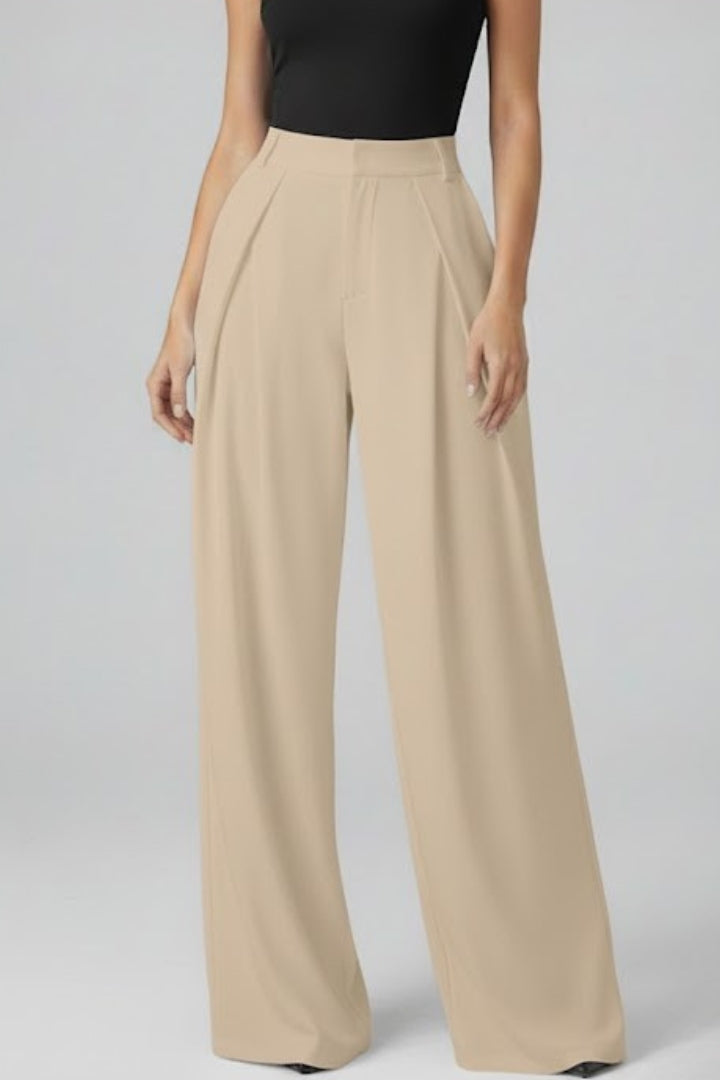 Women’s Wide Leg Trousers with Pleated Waist and High Rise - Image 6