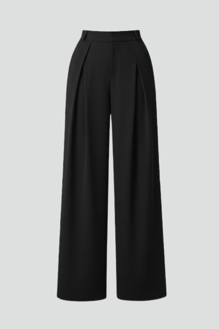 Women’s Wide Leg Trousers with Pleated Waist and High Rise - Image 1