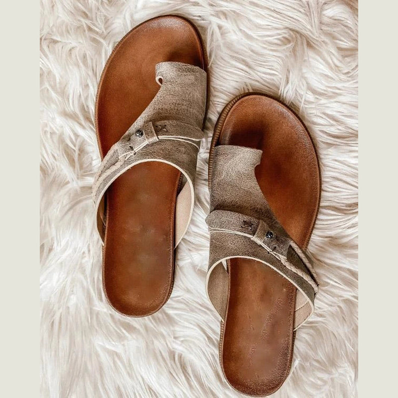 Roma | Women's Flat Toe Ring Sandals Slip-On Boho Summer Slides