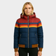 Women's hooded striped quilted puffer jacket with zip pockets