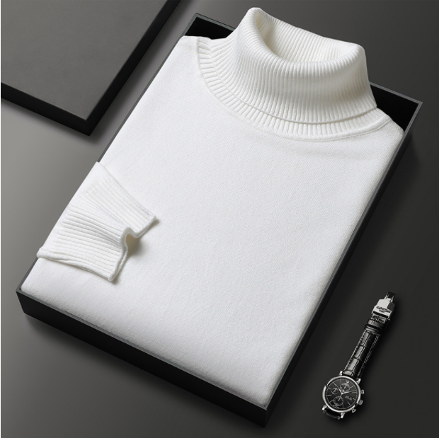 Ribbed turtleneck jumper with long sleeves and high collar