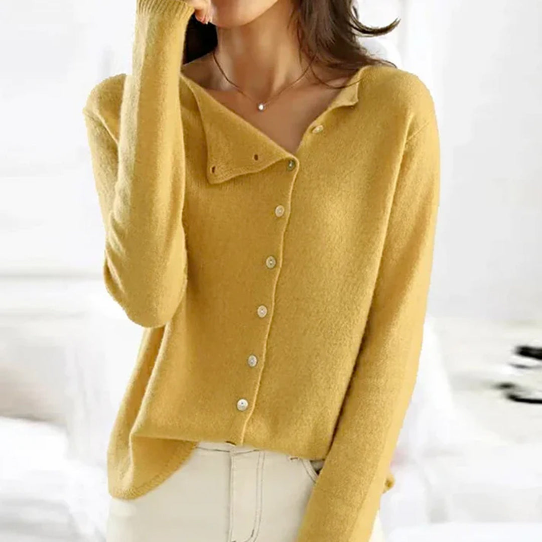 Clara | Women’s Lightweight Stretch Sweater with Buttons - Image 4