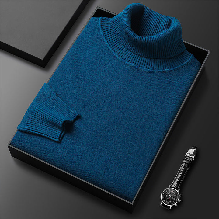 Ribbed turtleneck jumper with long sleeves and high collar
