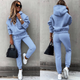 Women's hooded tracksuit set with sweatshirt and high waist jogger trousers