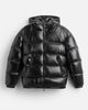 Men's hooded quilted puffer jacket with zip front and pockets
