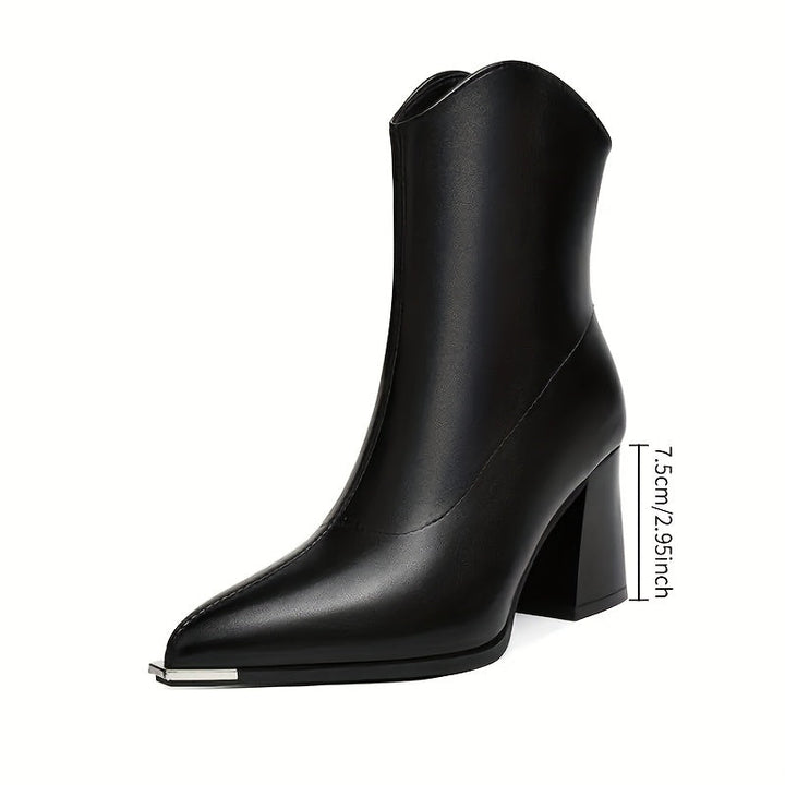 Women's pointed toe ankle boots with block heels