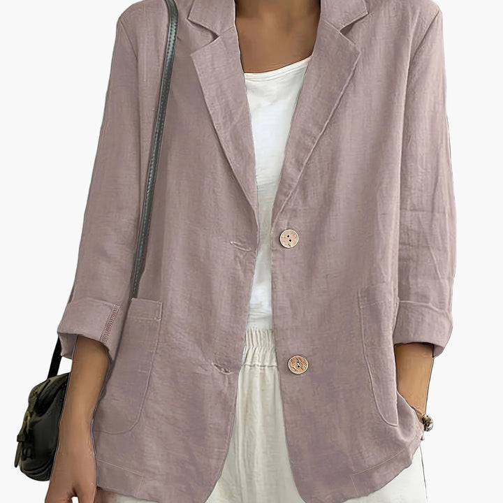 Women's blazer with notched lapels, button front and patch pockets