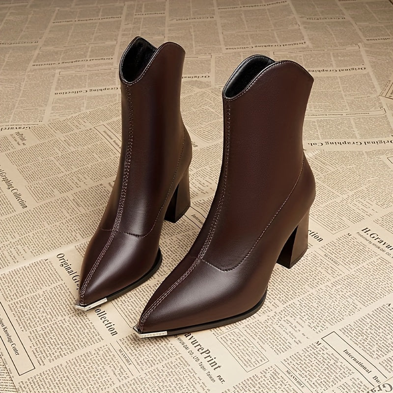 Women's pointed toe ankle boots with block heels