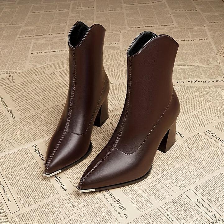 Women's pointed toe ankle boots with block heels