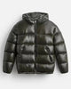 Men's hooded quilted puffer jacket with zip front and pockets