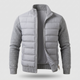 Men's puffer jacket with quilted body, textured sleeves and front zip