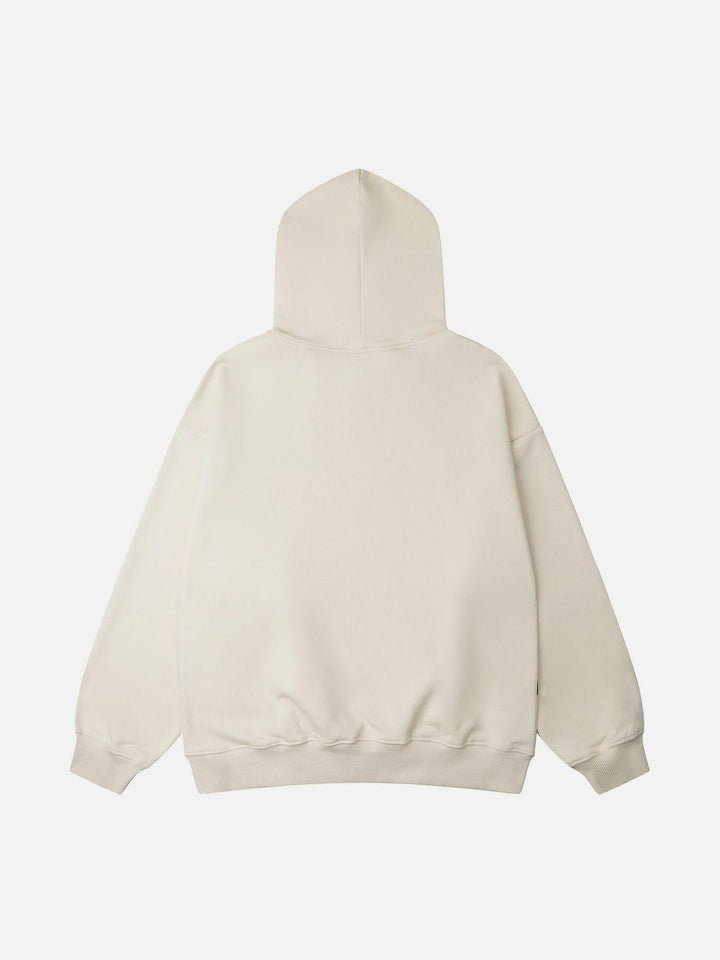 Unisex hoodie with blue abstract figure print, hood and long sleeves