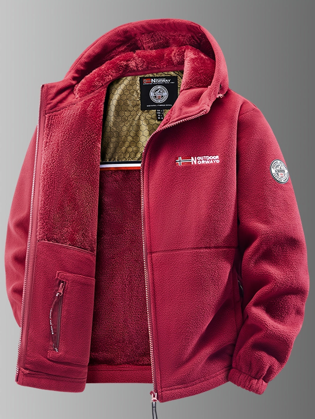 Men's hooded textured jacket with full zip and front pockets