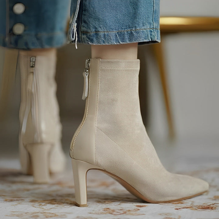 Women's pointed-toe ankle boots with high stiletto heels