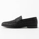 Woven moccasin loafers with slip-on strap and low heel