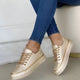 Women's Casual Platform Sneakers with Gold Chain Detail