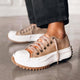 Women's chunky platform trainers with rubber toe cap, lace-up canvas sneakers