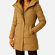 Women's quilted hooded winter jacket with long sleeves and front pockets