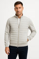 Men's hybrid jacket with quilted front, stand collar and zip