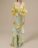 Women's Floral Wrap Maxi Dress — V-Neck Long Sleeve Summer Dress