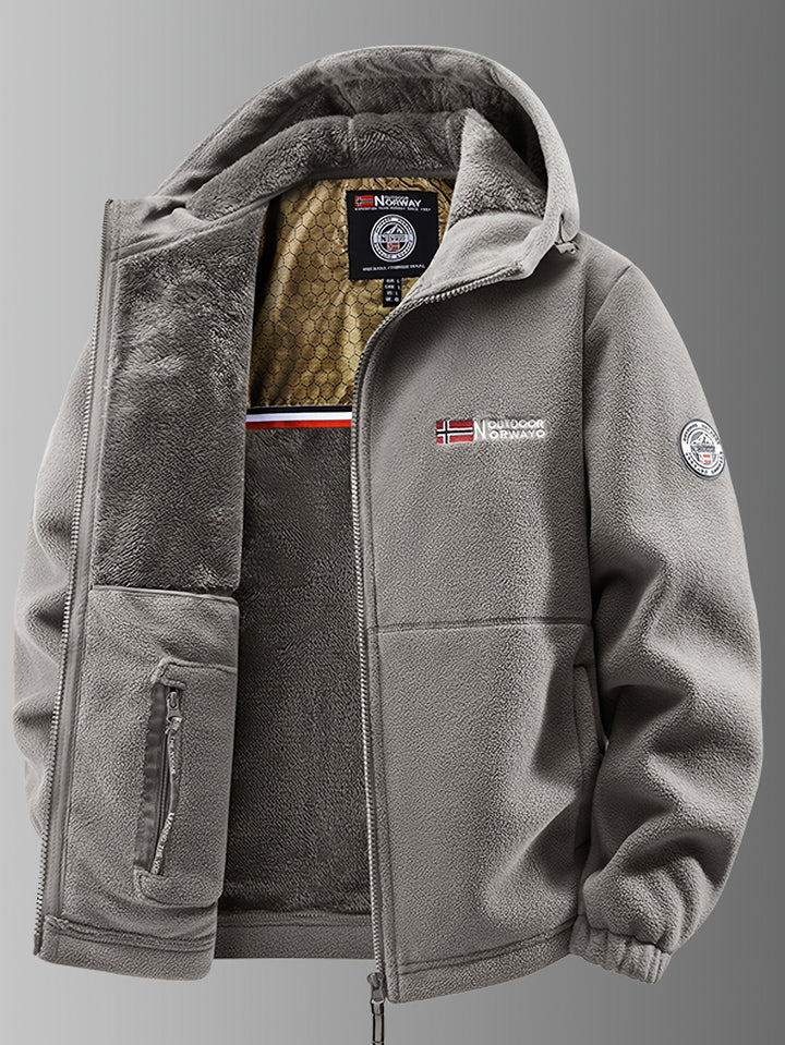 Men's hooded textured jacket with full zip and front pockets