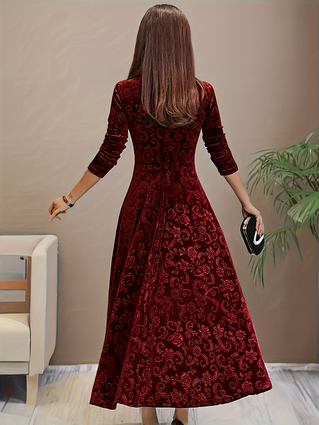 Bethany | Women’s Graceful Floral Design Midi Dress - Image 10